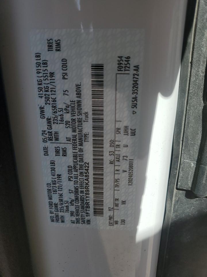 2024 Ford Transit T-250 VIN: 1FTBR1Y89RKA85422 Lot: 68345305