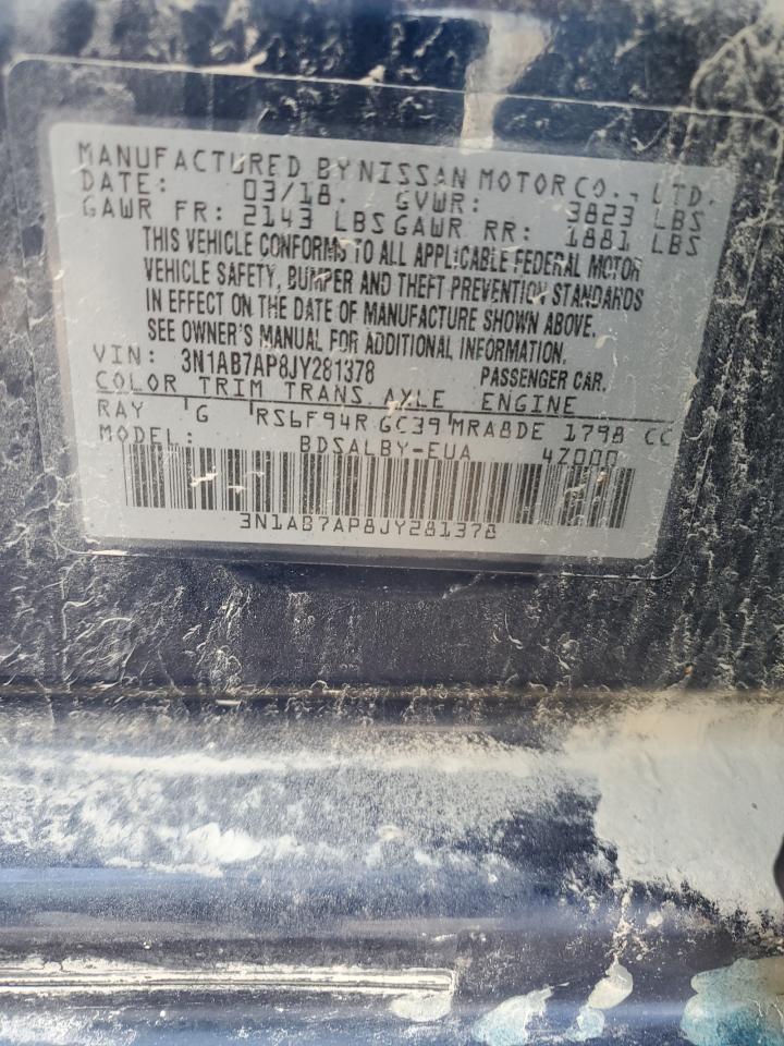 2018 Nissan Sentra S VIN: 3N1AB7AP8JY281378 Lot: 68462055