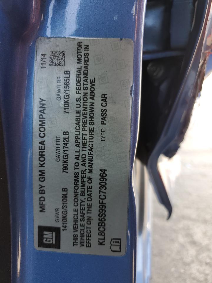 2015 Chevrolet Spark Ls VIN: KL8CB6S99FC730964 Lot: 69036585