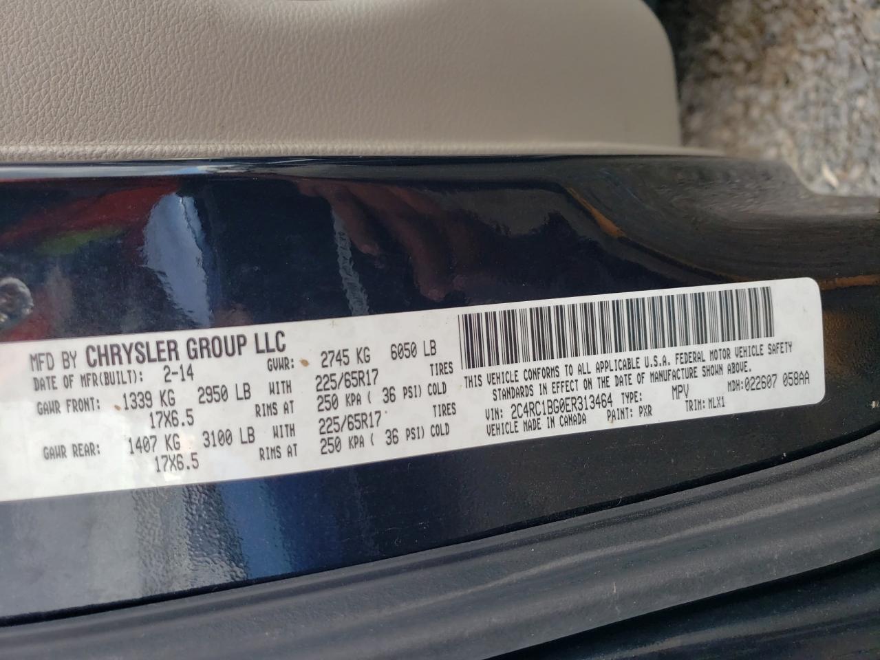 2014 Chrysler Town & Country Touring VIN: 2C4RC1BG0ER313464 Lot: 69517955