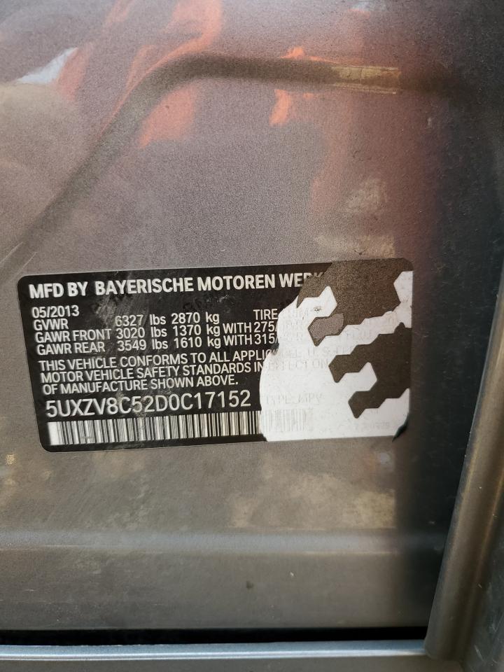 2013 BMW X5 xDrive50I VIN: 5UXZV8C52D0C17152 Lot: 66712335