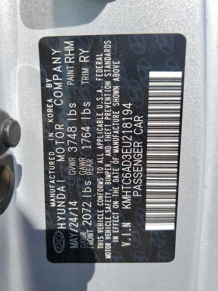 2014 Hyundai Veloster VIN: KMHTC6AD3EU218194 Lot: 66174745