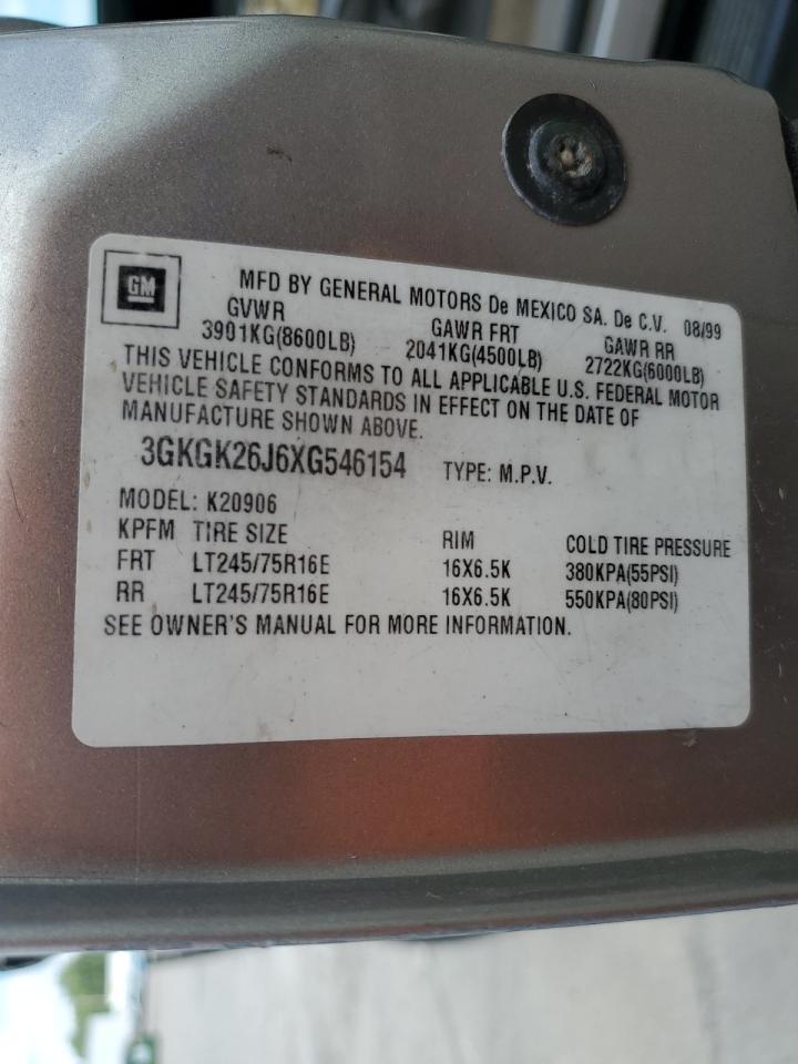 1999 GMC Suburban K2500 VIN: 3GKGK26J6XG546154 Lot: 68348215