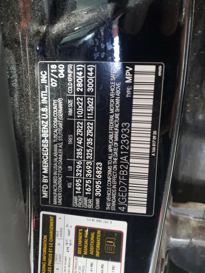 2018 Mercedes-Benz Gle Coupe 63 Amg-S VIN: 4JGED7FB2JA123933 Lot: 70769925