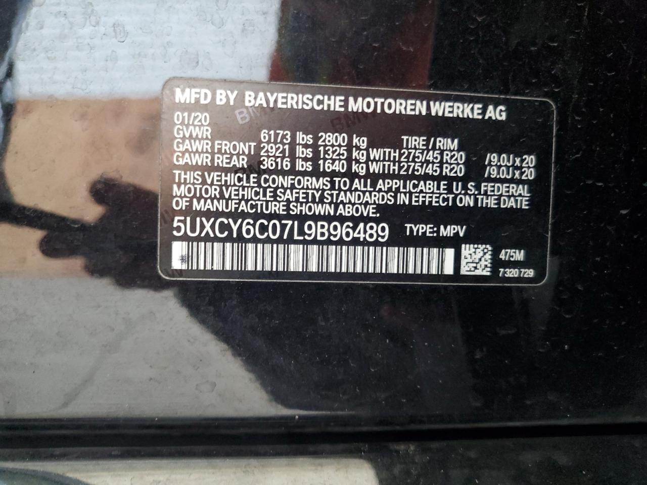 2020 BMW X6 xDrive40I VIN: 5UXCY6C07L9B96489 Lot: 69639335