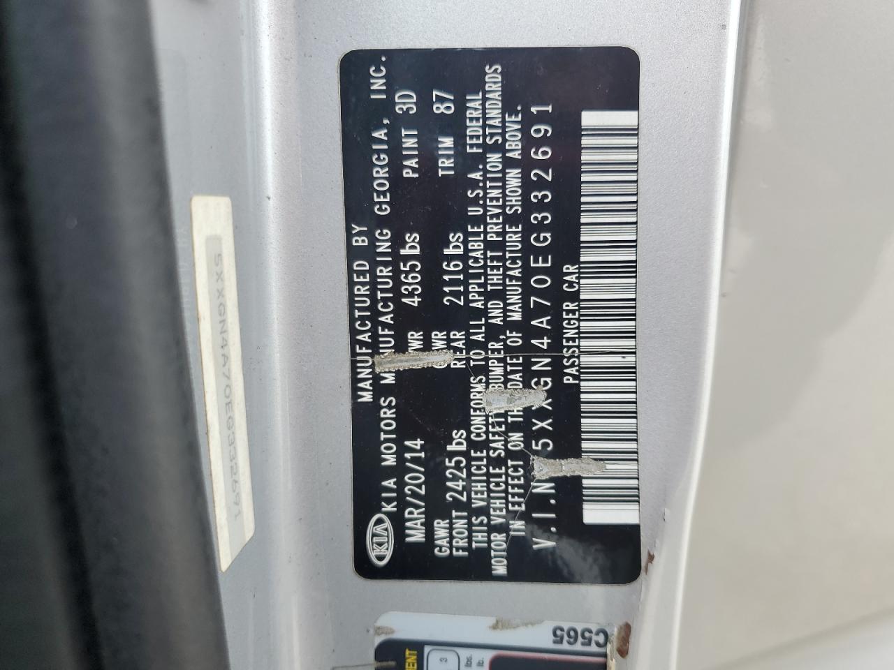 2014 Kia Optima Ex VIN: 5XXGN4A70EG332691 Lot: 70014935