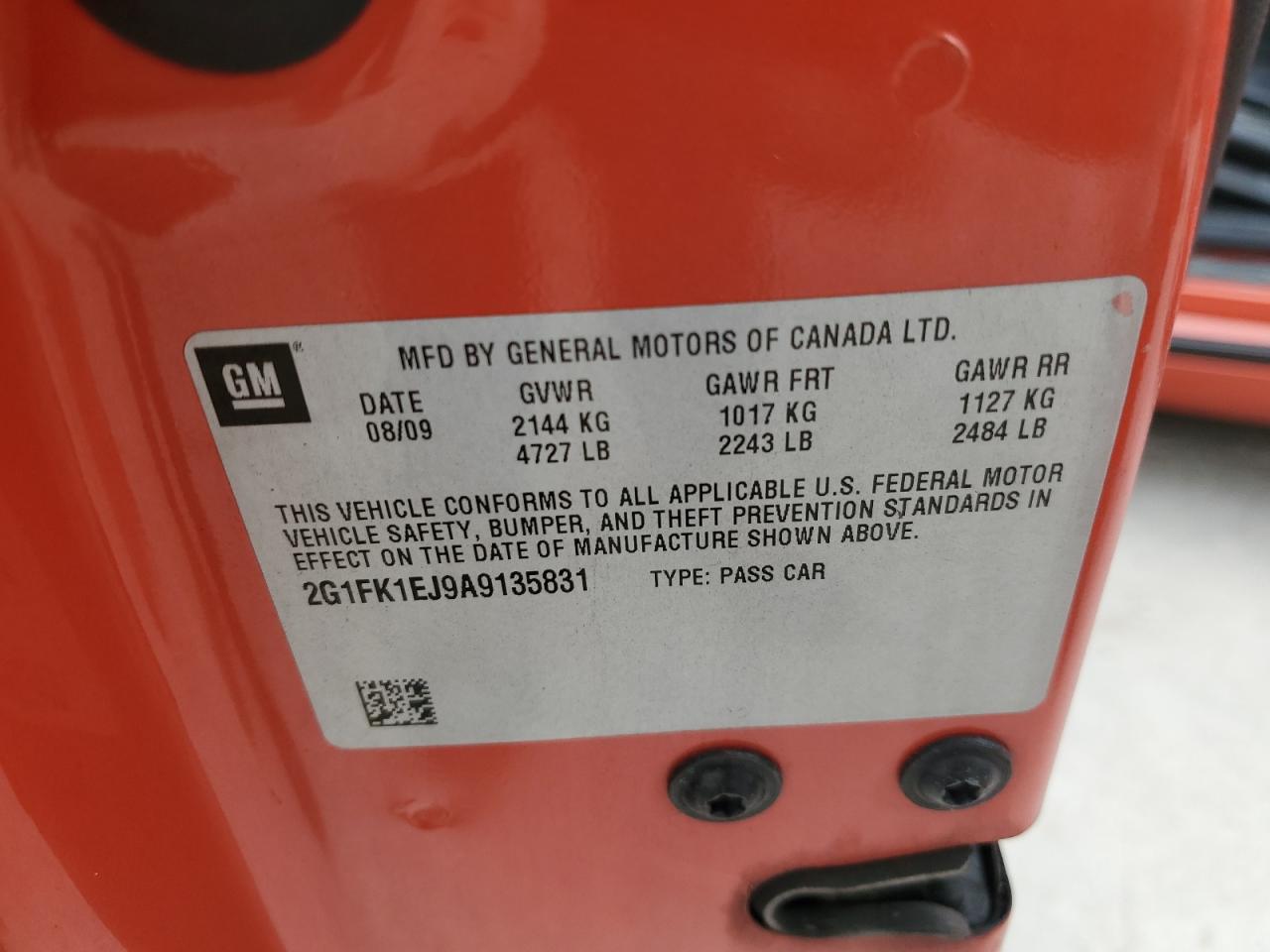 2010 Chevrolet Camaro Ss VIN: 2G1FK1EJ9A9135831 Lot: 68845235