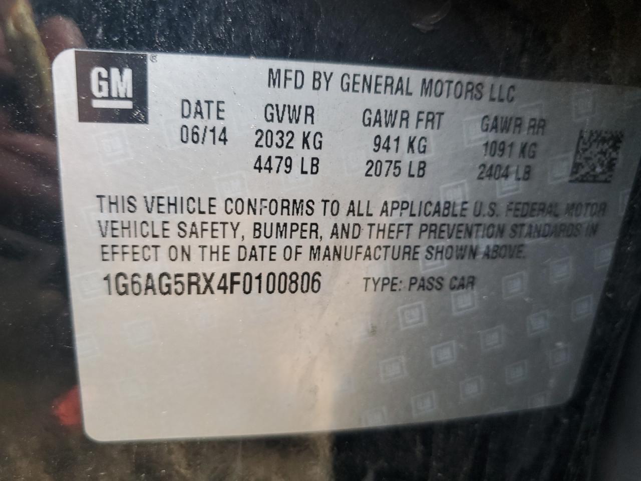 2015 Cadillac Ats VIN: 1G6AG5RX4F0100806 Lot: 71004175