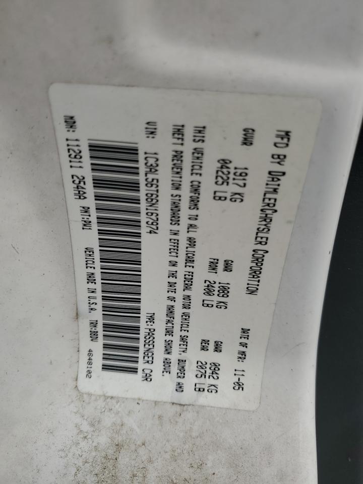 2006 Chrysler Sebring Touring VIN: 1C3AL56T66N167974 Lot: 90037205