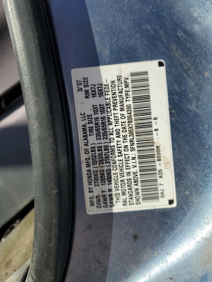 2007 Honda Odyssey Exl VIN: 5FNRL386X7B064390 Lot: 67684215