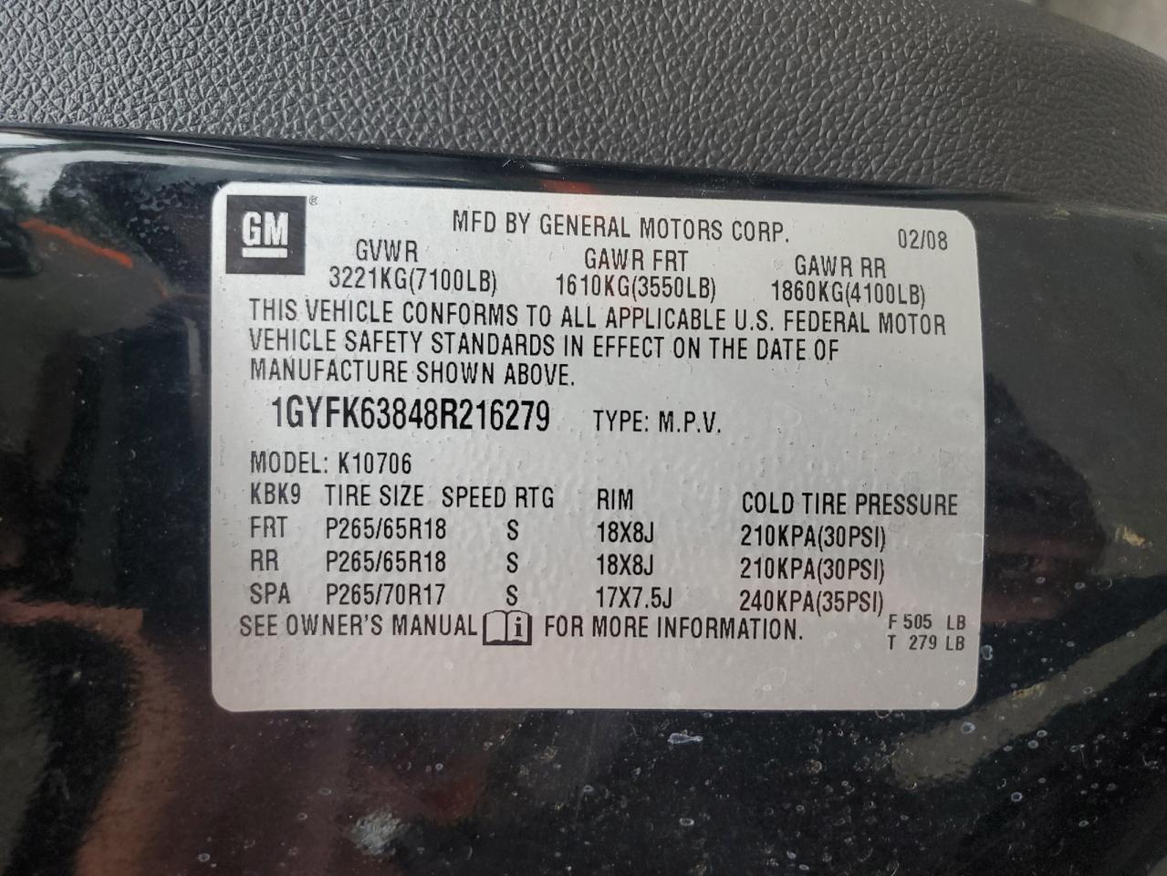 2008 Cadillac Escalade Luxury VIN: 1GYFK63848R216279 Lot: 70913435