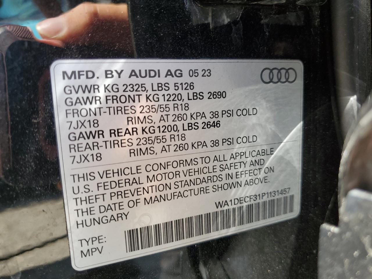 2023 Audi Q3 Premium S Line 45 VIN: WA1DECF31P1131457 Lot: 69551525