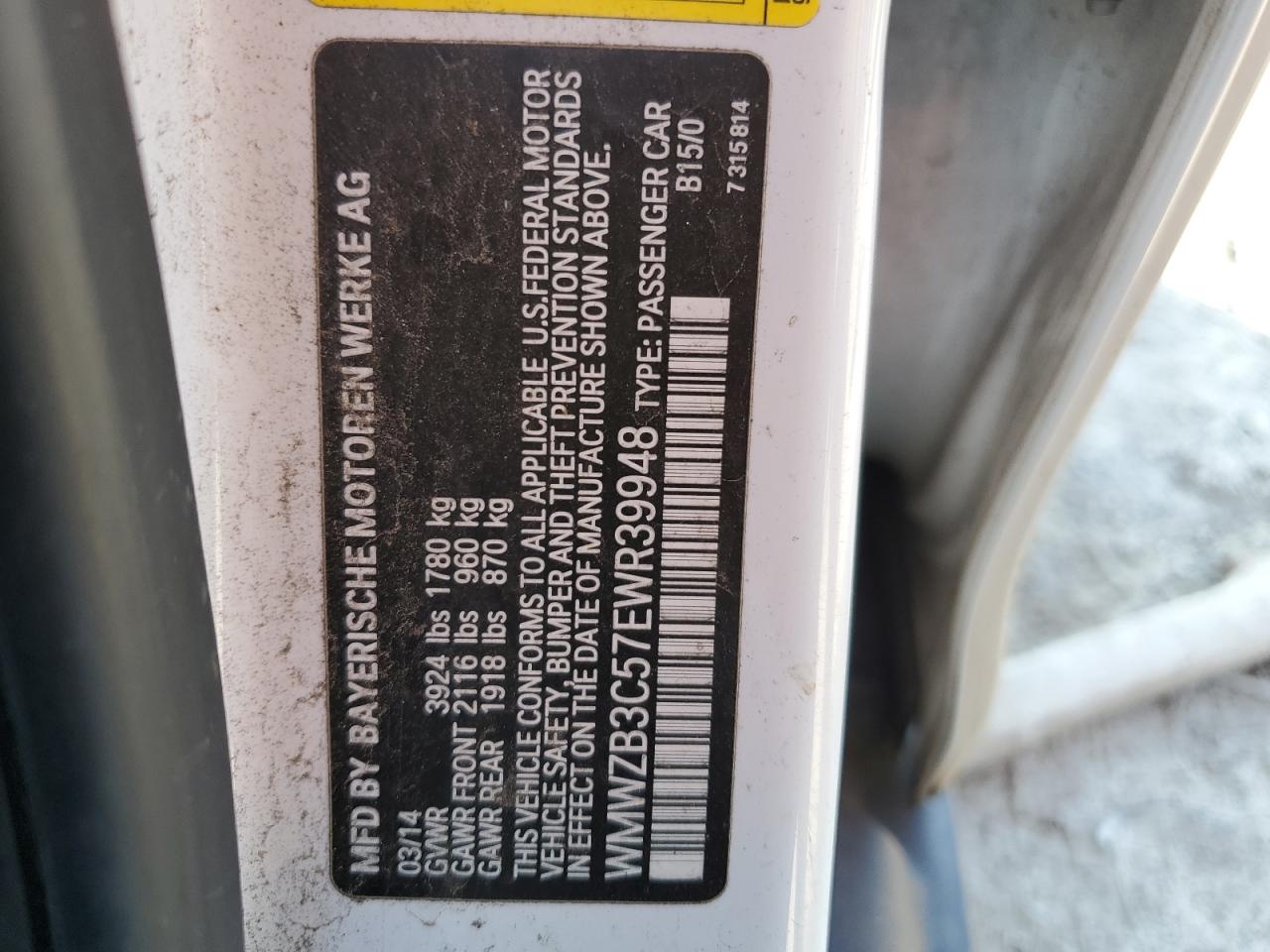 2014 Mini Cooper Countryman VIN: WMWZB3C57EWR39948 Lot: 68753935