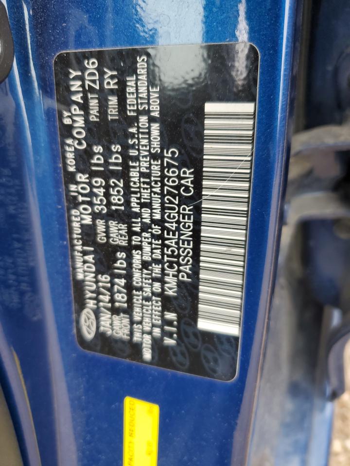 2016 Hyundai Accent Se VIN: KMHCT5AE4GU276675 Lot: 70343735