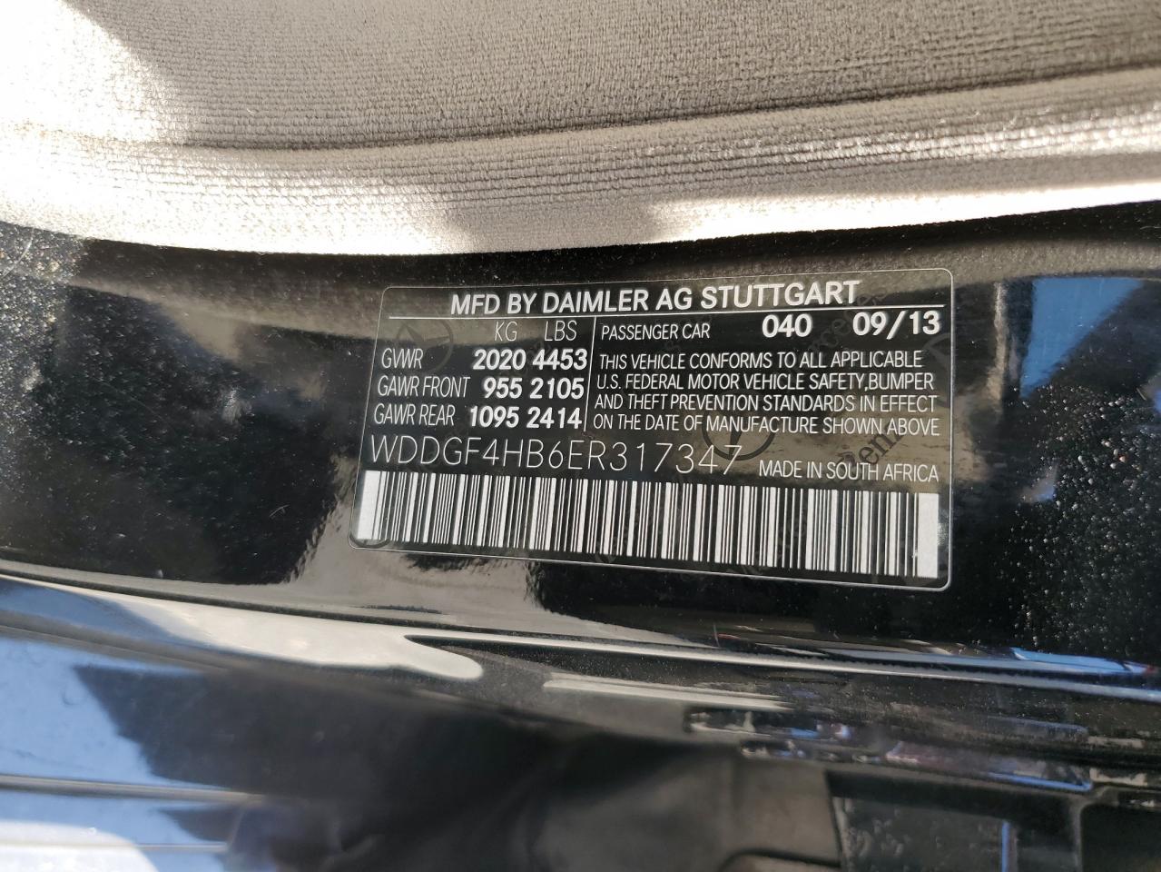 2014 Mercedes-Benz C 250 VIN: WDDGF4HB6ER317347 Lot: 86184175