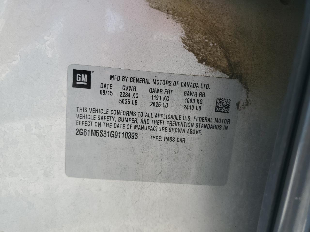 2016 Cadillac Xts Luxury Collection VIN: 2G61M5S31G9110393 Lot: 67771205