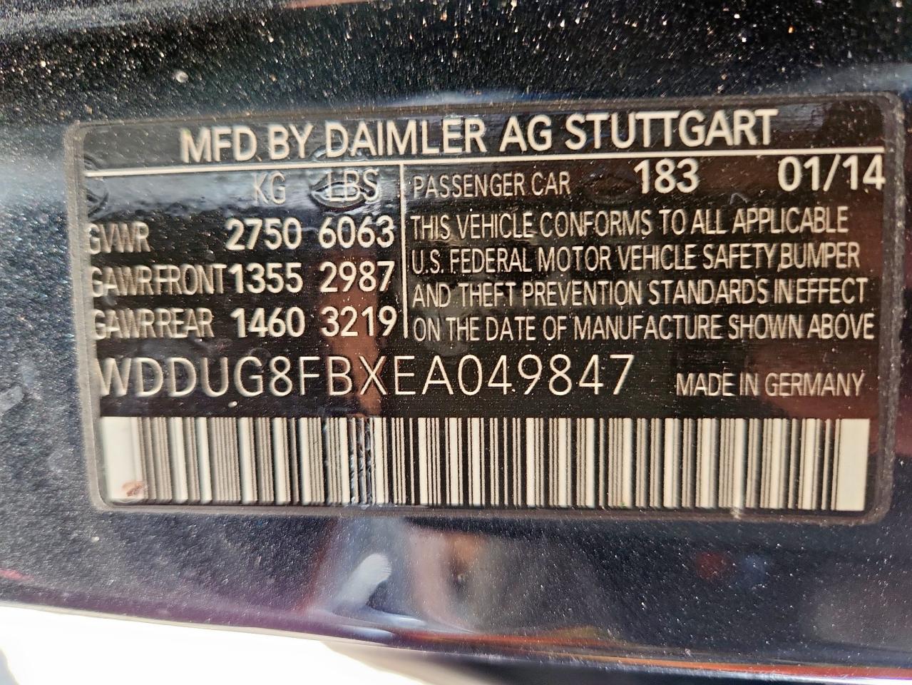 2014 Mercedes-Benz S 550 4Matic VIN: WDDUG8FBXEA049847 Lot: 70852505