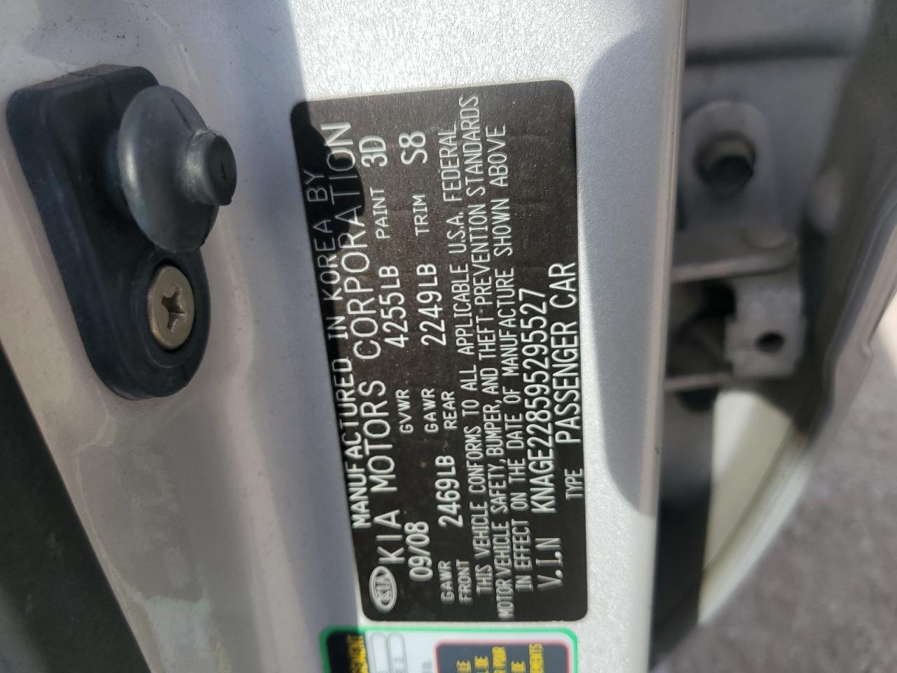 2009 Kia Optima Lx VIN: KNAGE228595295527 Lot: 70540785