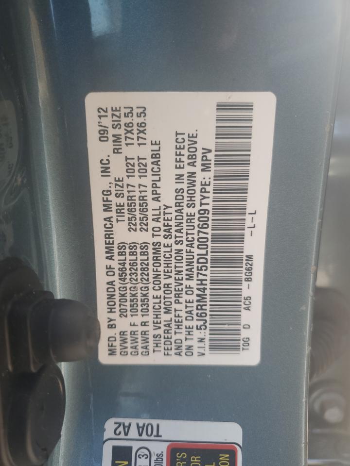 2013 Honda Cr-V Exl VIN: 5J6RM4H75DL007609 Lot: 69386925