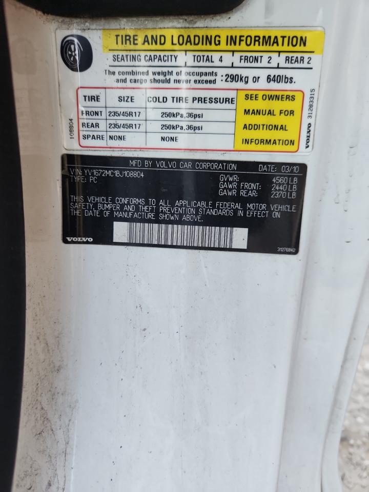 2011 Volvo C70 T5 VIN: YV1672MC1BJ108804 Lot: 69365575