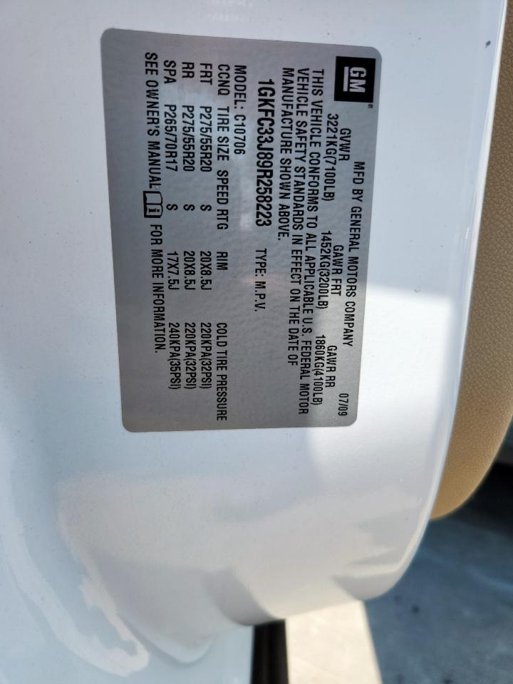 2009 GMC Yukon Slt VIN: 1GKFC33J89R258223 Lot: 65639245