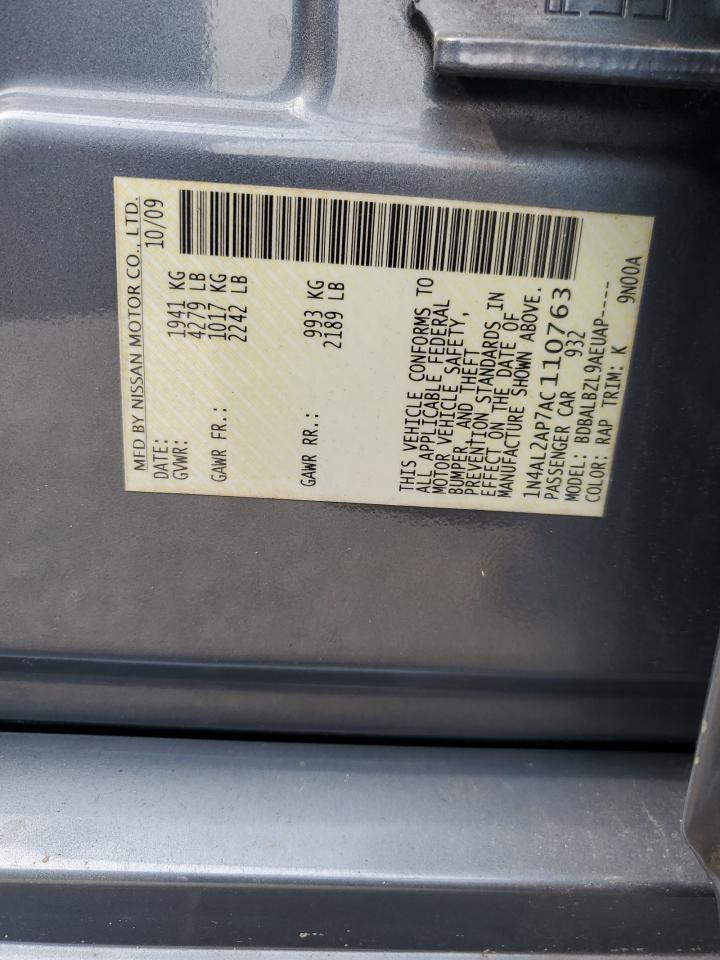 2010 Nissan Altima Base VIN: 1N4AL2AP7AC110763 Lot: 70536325
