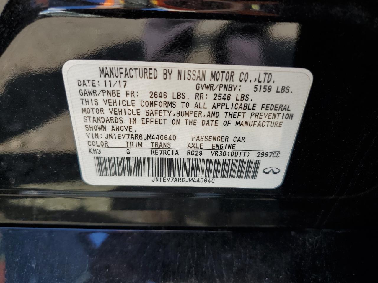 2018 Infiniti Q50 Luxe VIN: JN1EV7AR6JM440640 Lot: 68252335