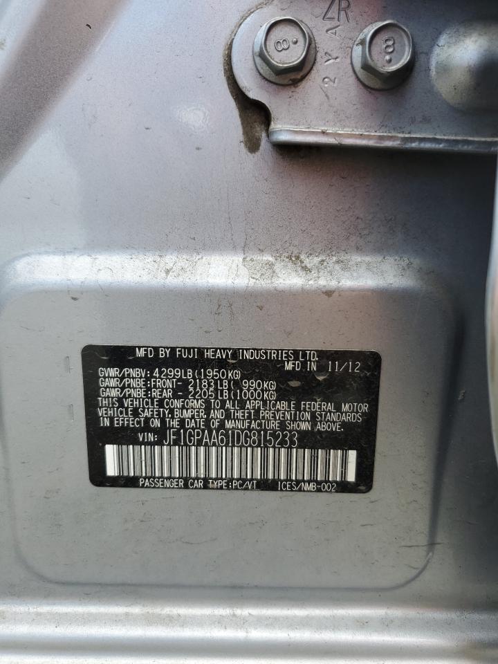 2013 Subaru Impreza VIN: JF1GPAA61DG815233 Lot: 69054405