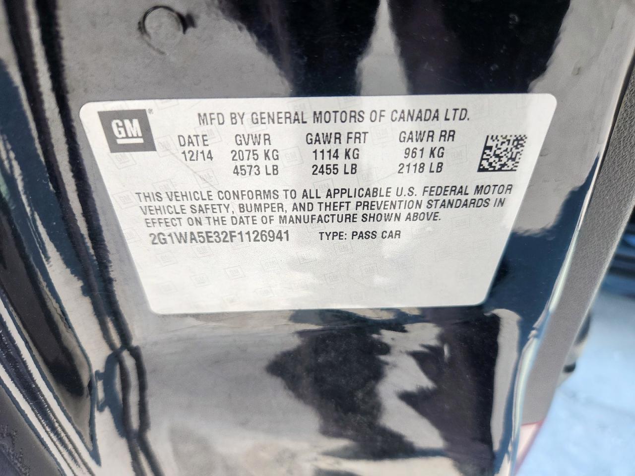 2015 Chevrolet Impala Limited Ls VIN: 2G1WA5E32F1126941 Lot: 69665305