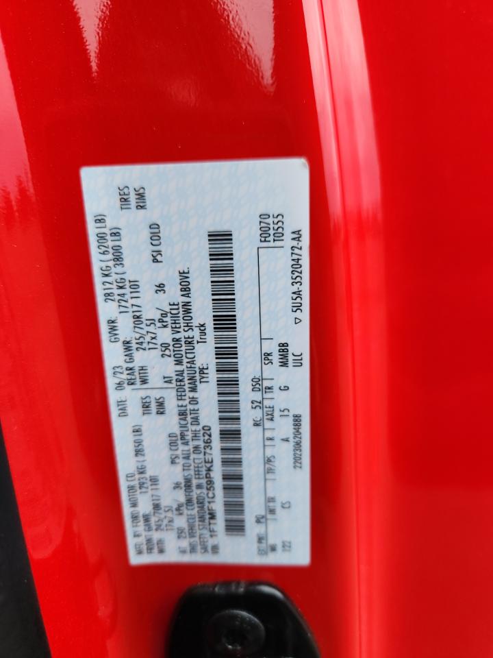 2023 Ford F150 VIN: 1FTMF1C59PKE73620 Lot: 68712115