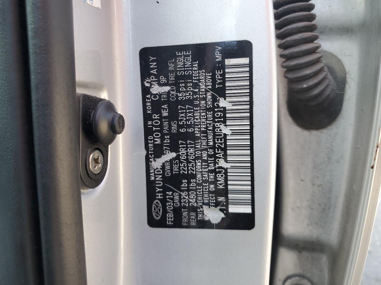 2014 Hyundai Tucson Gls VIN: KM8JT3AF2EU881912 Lot: 69496795