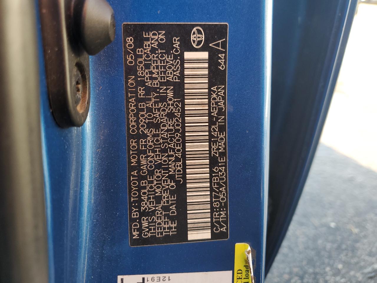 2009 Toyota Corolla Base VIN: JTDBL40E09J024521 Lot: 70258515