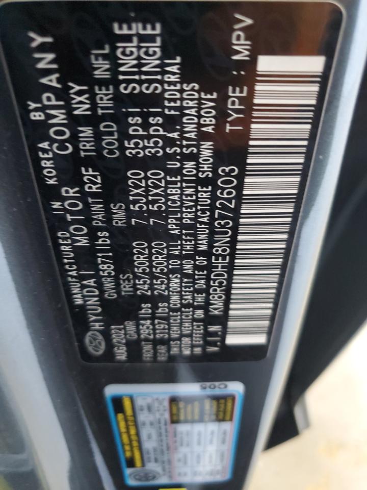 2022 Hyundai Palisade Limited VIN: KM8R5DHE8NU372603 Lot: 65065455