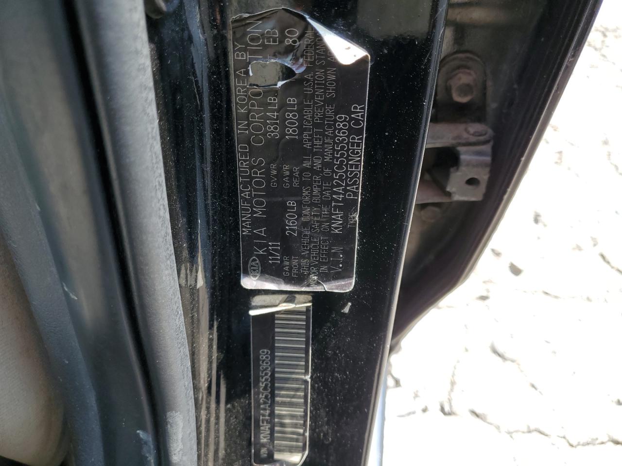 2012 Kia Forte Lx VIN: KNAFT4A25C5553689 Lot: 69064715