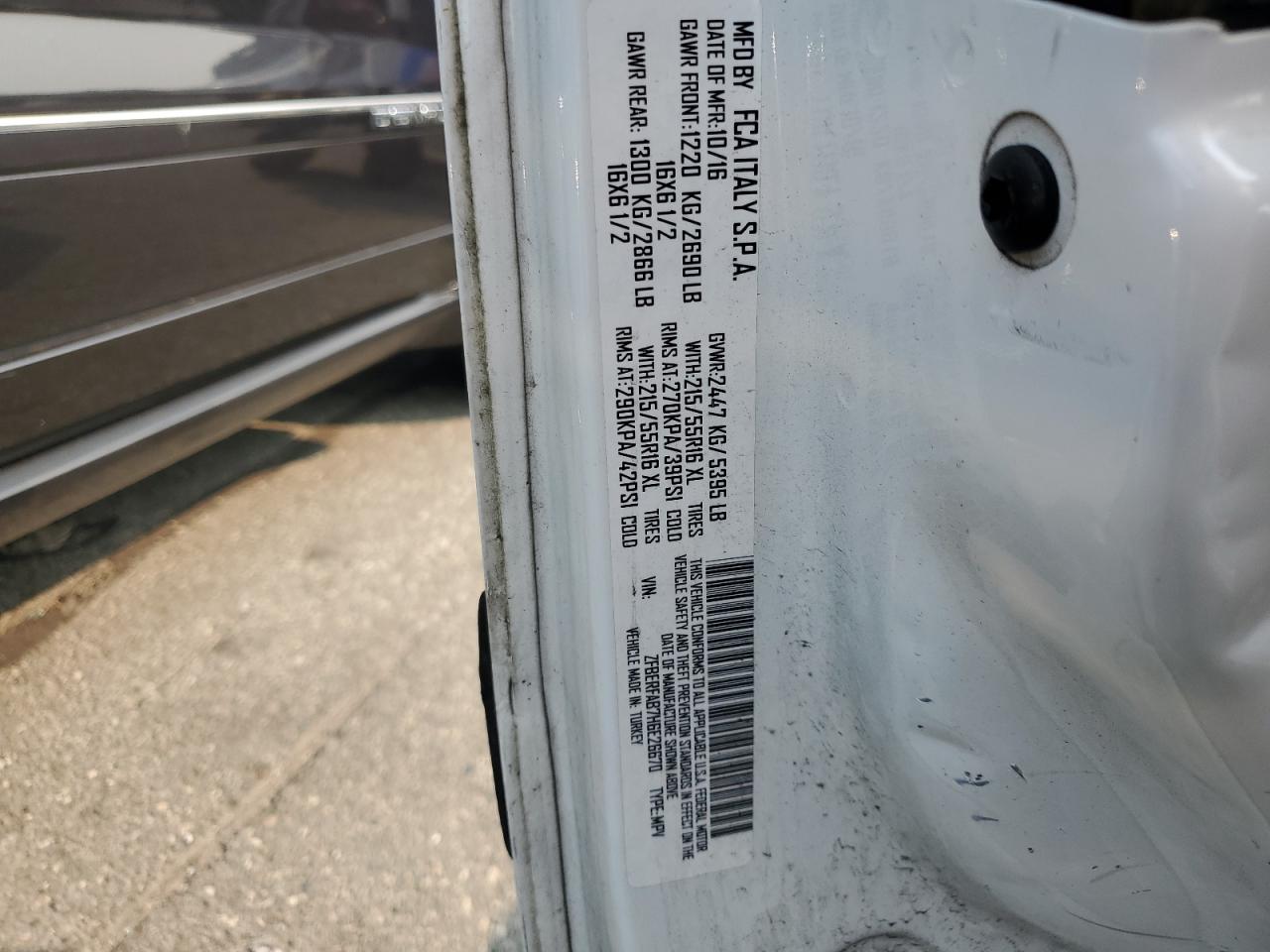 2017 Ram Promaster City Van VIN: ZFBERFAB7H6E26670 Lot: 67299705