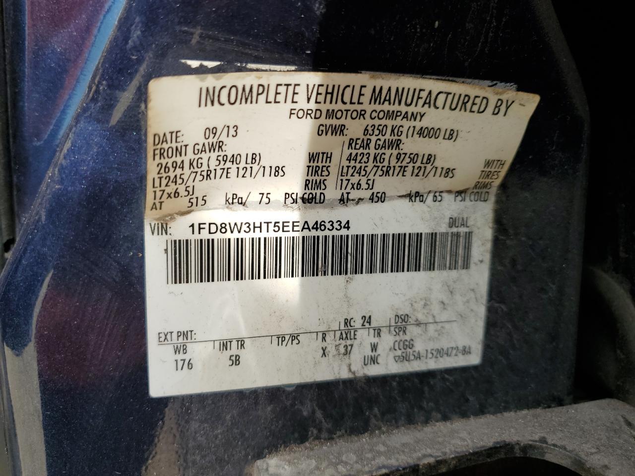 2014 Ford F350 Super Duty VIN: 1FD8W3HT5EEA46334 Lot: 69597045