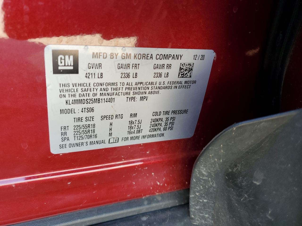 2021 Buick Encore Gx Select VIN: KL4MMDS25MB114401 Lot: 70148155