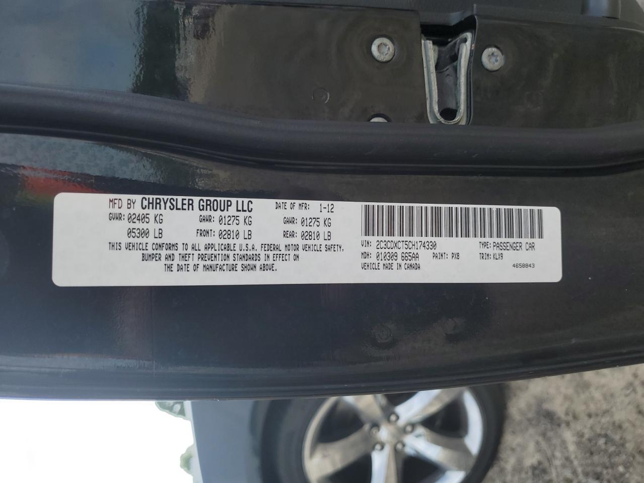 2012 Dodge Charger R/T VIN: 2C3CDXCT5CH174330 Lot: 71183435