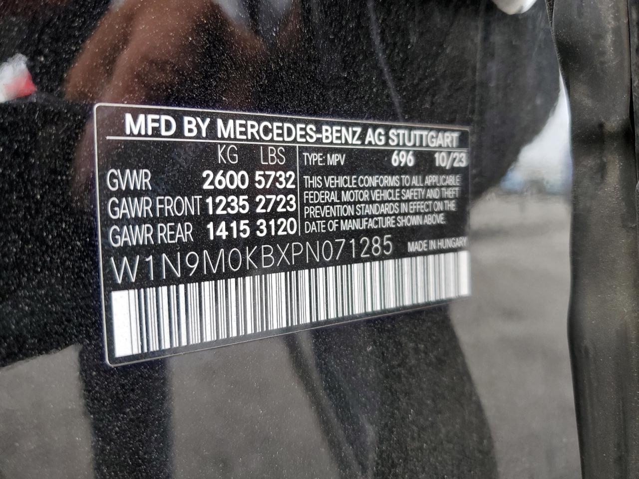 2023 Mercedes-Benz Eqb 300 4Matic VIN: W1N9M0KBXPN071285 Lot: 68030705