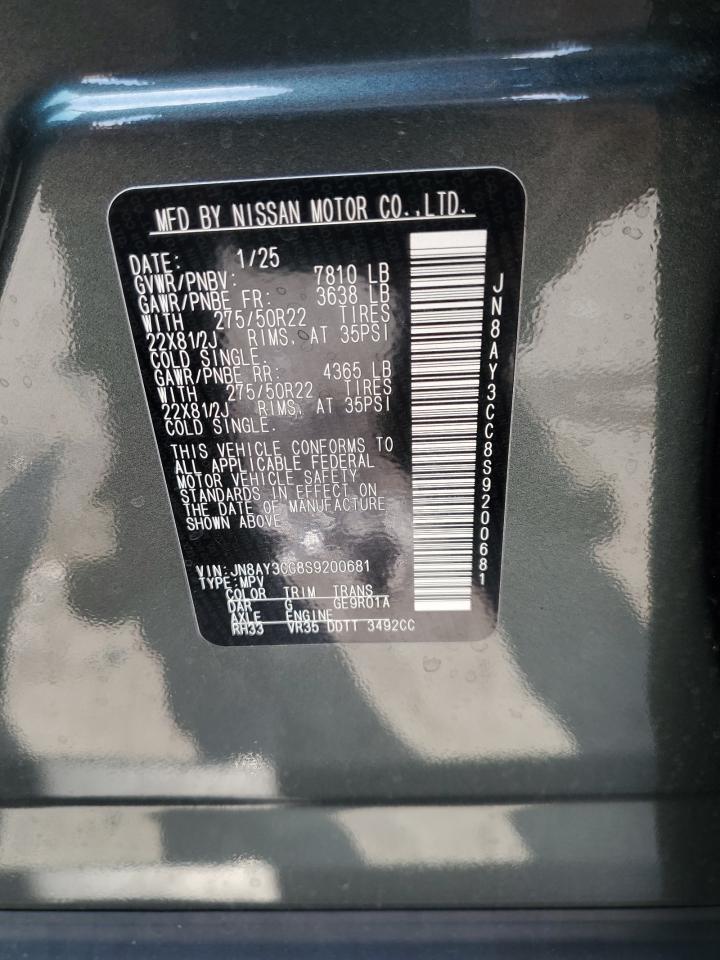 2025 Nissan Armada Platinum Reserve VIN: JN8AY3CC8S9200681 Lot: 67532165