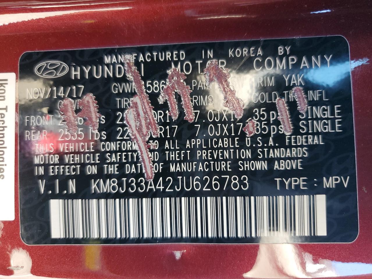 2018 Hyundai Tucson Sel VIN: KM8J33A42JU626783 Lot: 68682825