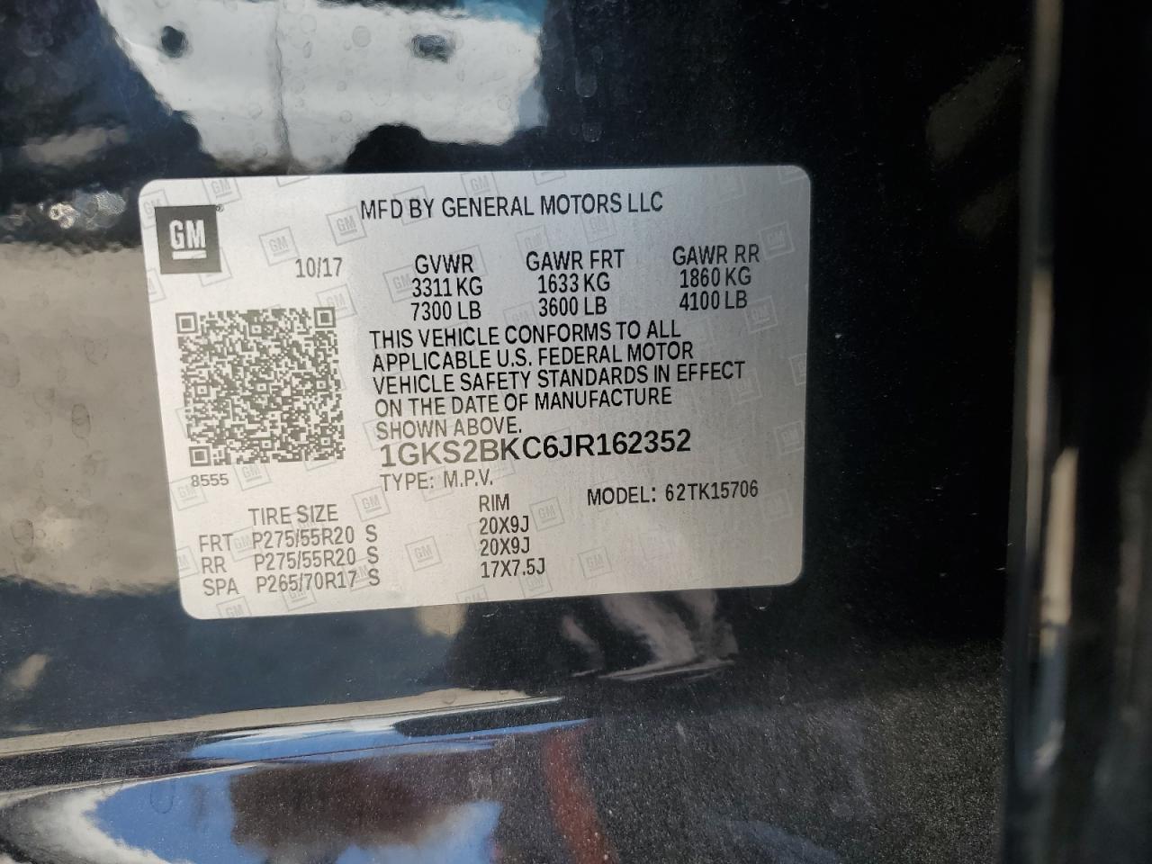 2018 GMC Yukon Slt VIN: 1GKS2BKC6JR162352 Lot: 69185965