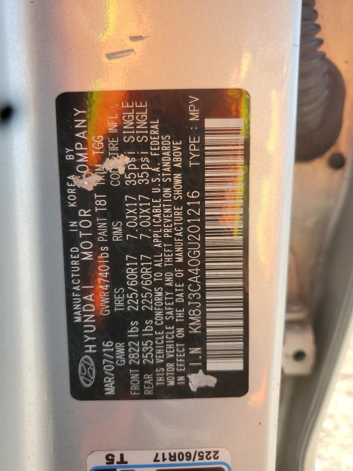 2016 Hyundai Tucson Limited VIN: KM8J3CA40GU201216 Lot: 70533905