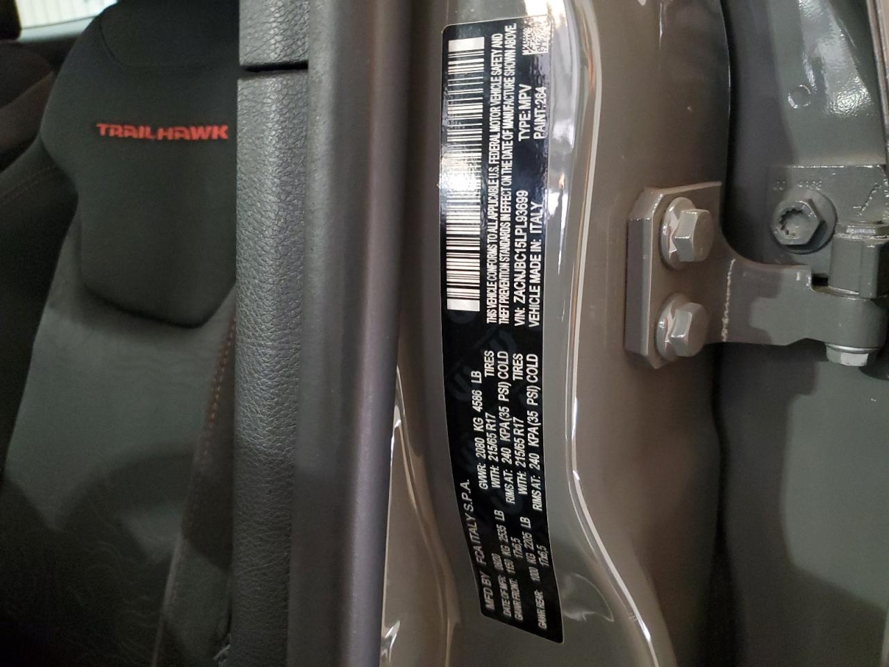 2020 Jeep Renegade Trailhawk VIN: ZACNJBC15LPL93699 Lot: 66849715