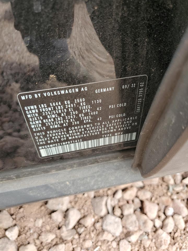 2022 Volkswagen Id.4 Pro VIN: WVGRMPE21NP071412 Lot: 70923645