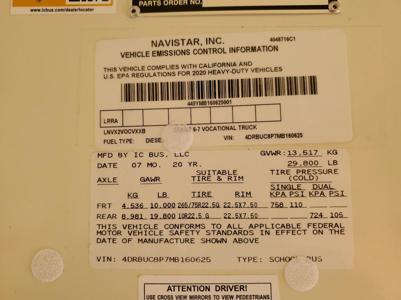 2021 Ic Corporation 3000 Ce VIN: 4DRBUC8P7MB160625 Lot: 66377505