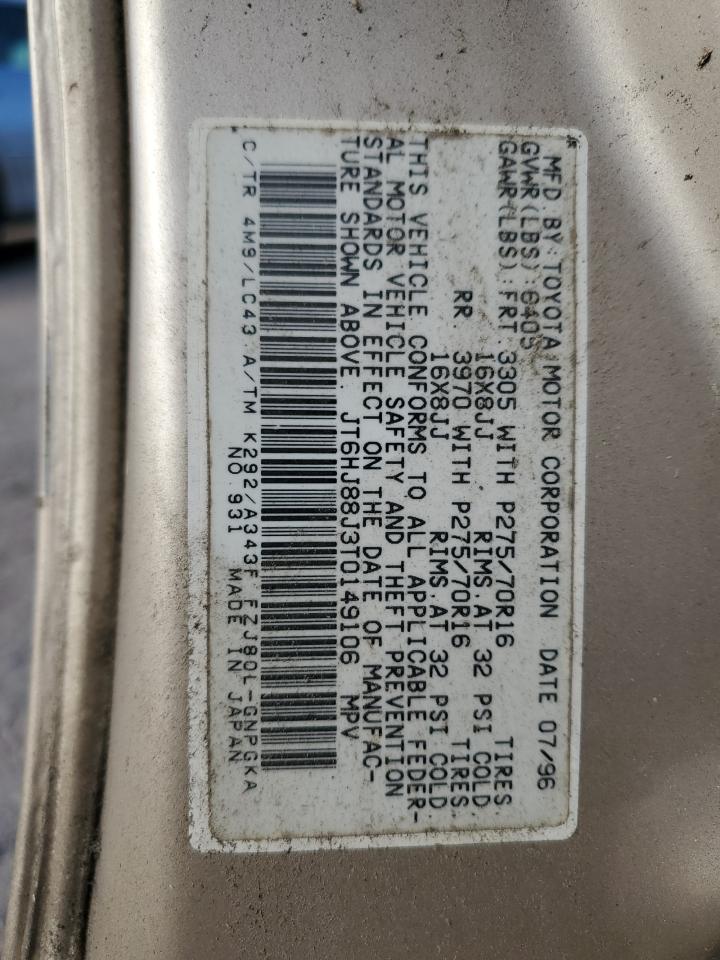 1996 Lexus Lx 450 VIN: JT6HJ88J3T0149106 Lot: 70869805