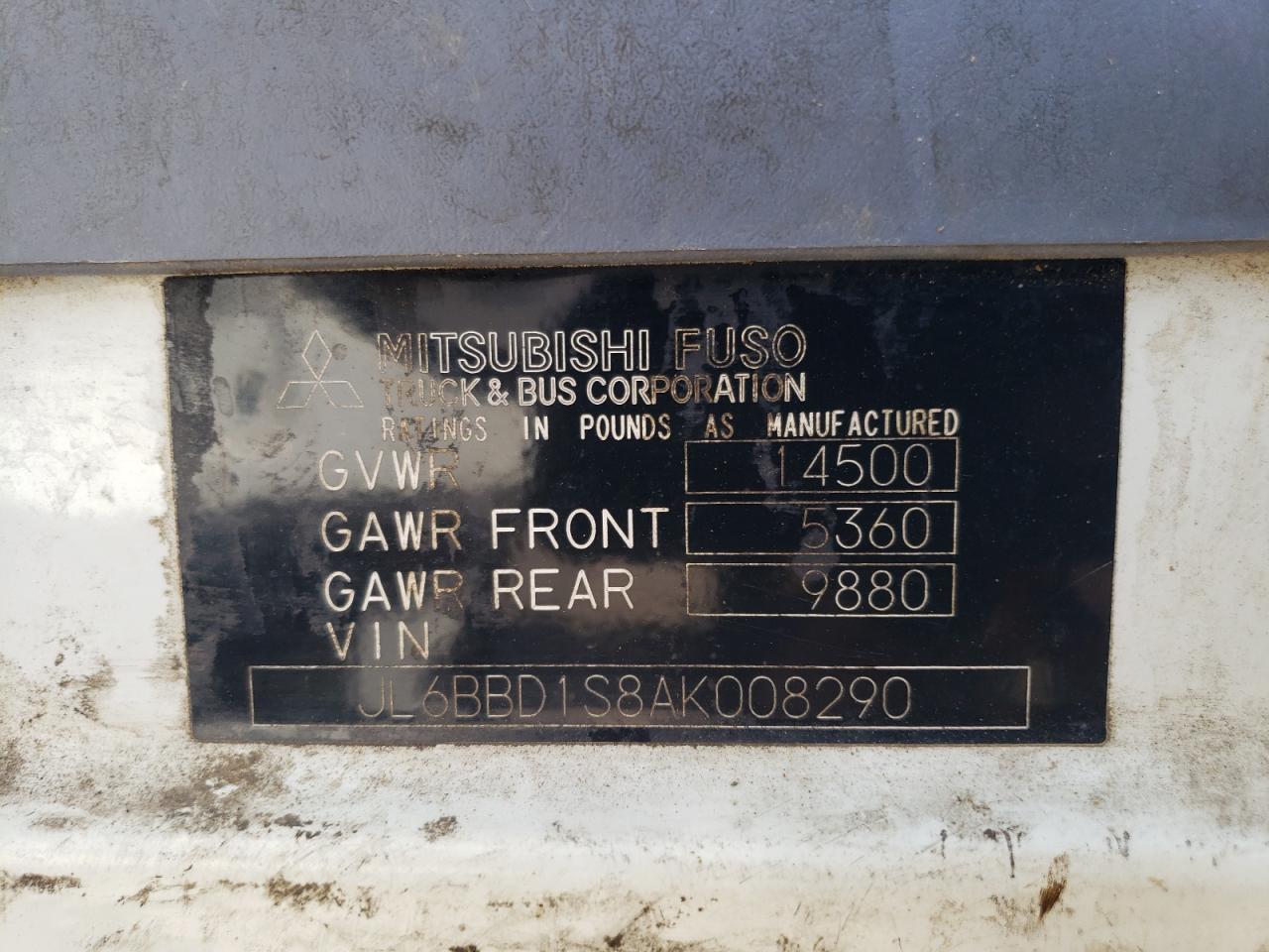 2010 Mitsubishi Fuso Truck Of America Inc Fe 84D VIN: JL6BBD1S8AK008290 Lot: 68851175