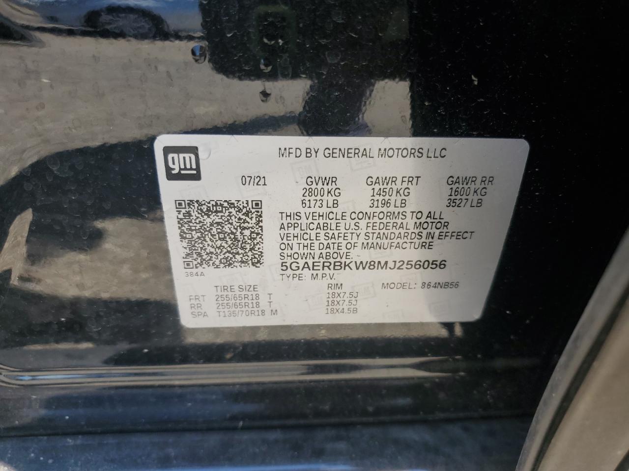 2021 Buick Enclave Essence VIN: 5GAERBKW8MJ256056 Lot: 68886845