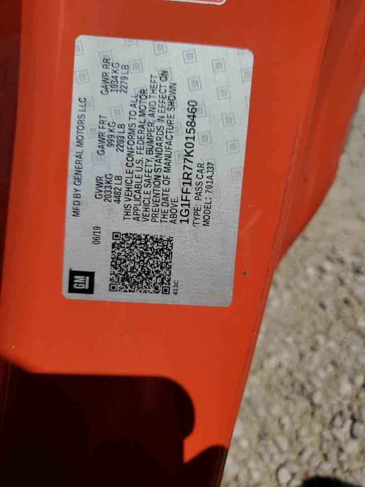 2019 Chevrolet Camaro Ss VIN: 1G1FF1R77K0158460 Lot: 69938905